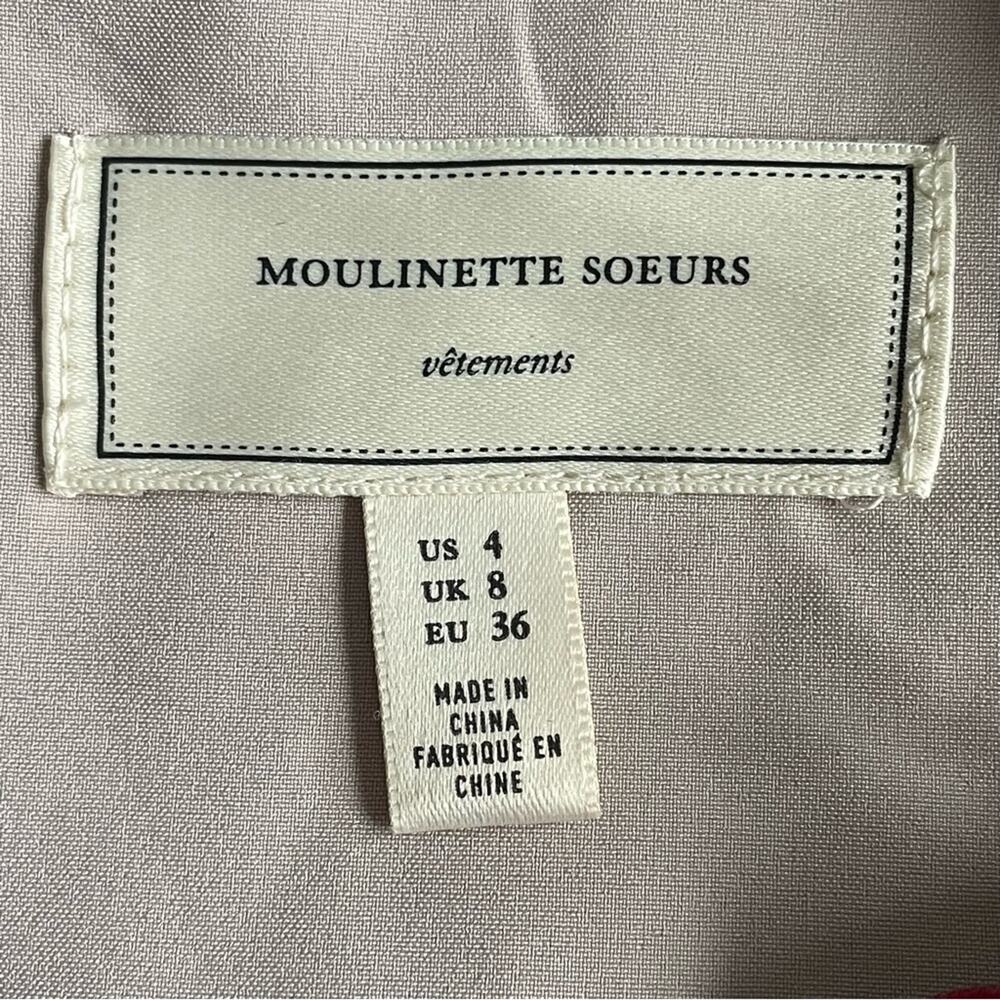 Moulinette Soeurs Red Laser Cut Floral Midi Dress - Size 4 - Picture 10 of 15